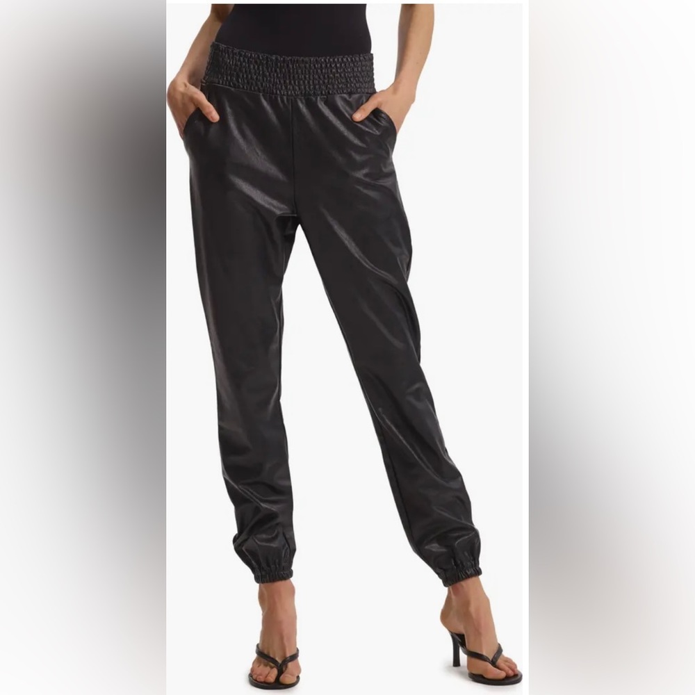 Commando faux leather smocked jogger